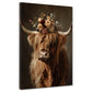 Wandbild Scottish Highlander Hochlandrind Blumen Natur Boho Stil modern