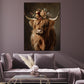 Wandbild Scottish Highlander Hochlandrind Blumen Natur Boho Stil modern