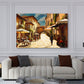 Wandbild Kunstwerk Italien Dorfstraße mit historischem Charme und Sonne
