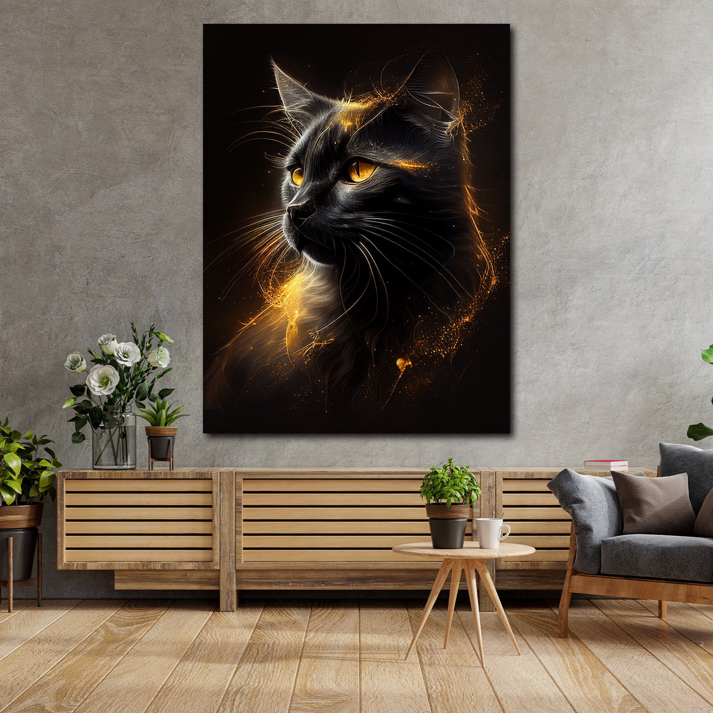 Katze Gold Edition Wandbild Kunstwerk