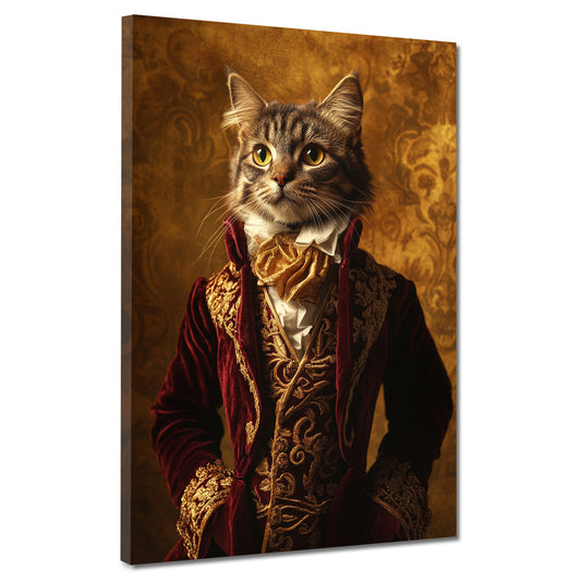 Wandbild Kunstwerk Katze barock Gewand Eleganz Stil Luxus modern