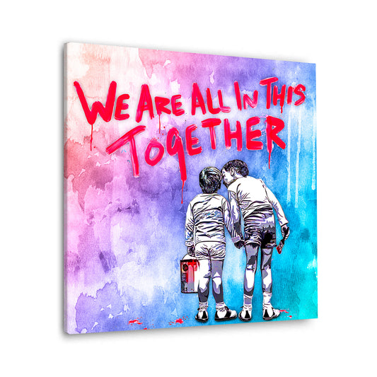 2 Kinder We Are All In This Together, Pop Art Wandbild Kunstwerk