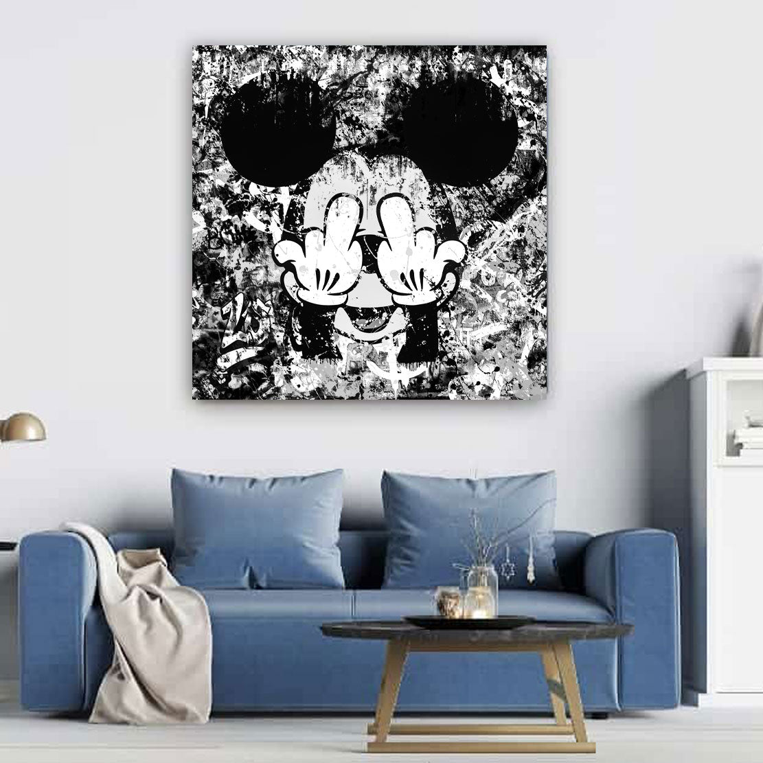 Lifestyle Maus Street Art Abstract, schwarz weiß Wandbild Kunstwerk