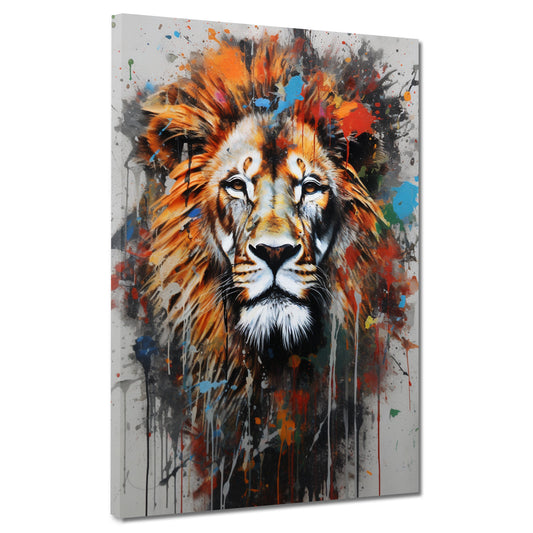 Löwe Kopf Pop Art frontal Wandbild Kunstwerk