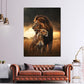 Löwe und Löwin kraftvoll beeindruckend Naturkulisse Wandbild Kunstwerk