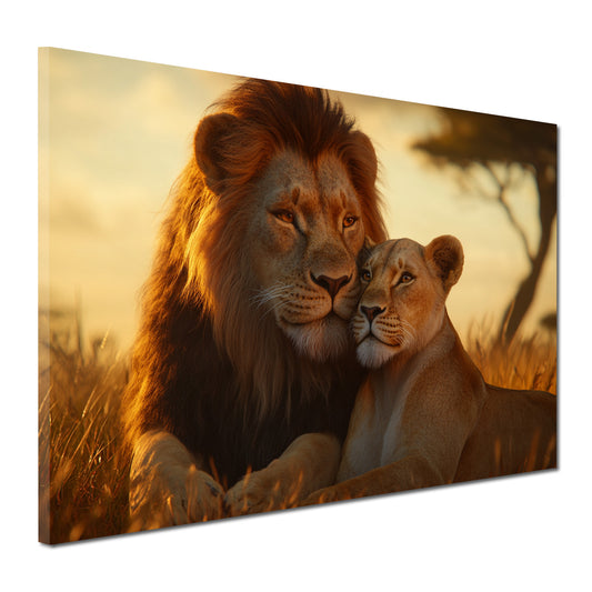 Löwen Liebe Afrika Ruhe Wildnis Wandbild Kunstwerk