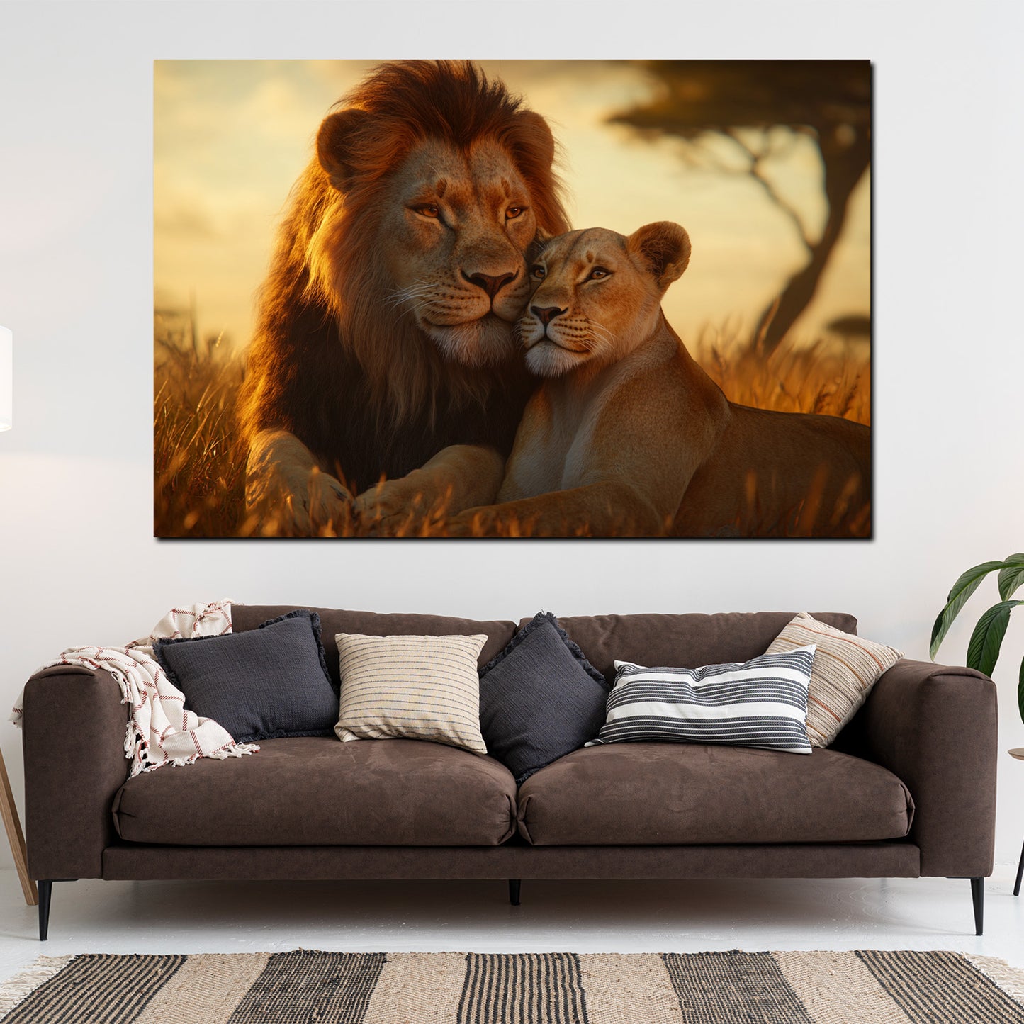 Löwen Liebe Afrika Ruhe Wildnis Wandbild Kunstwerk