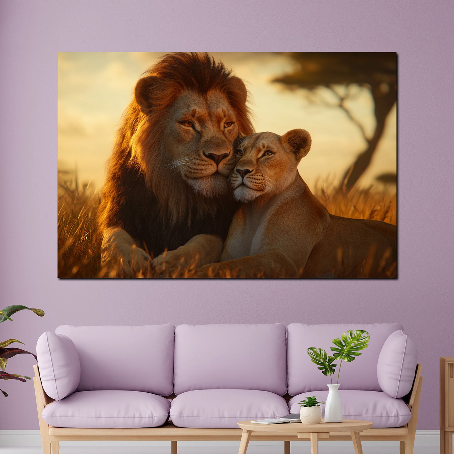 Löwen Liebe Afrika Ruhe Wildnis Wandbild Kunstwerk