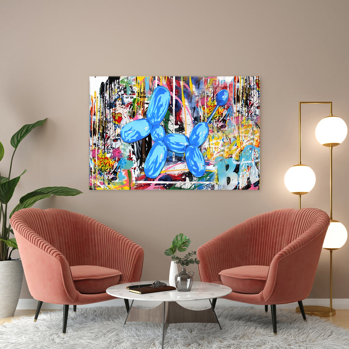 Luftballon Hund Pop Art Wandbild Kunstwerk