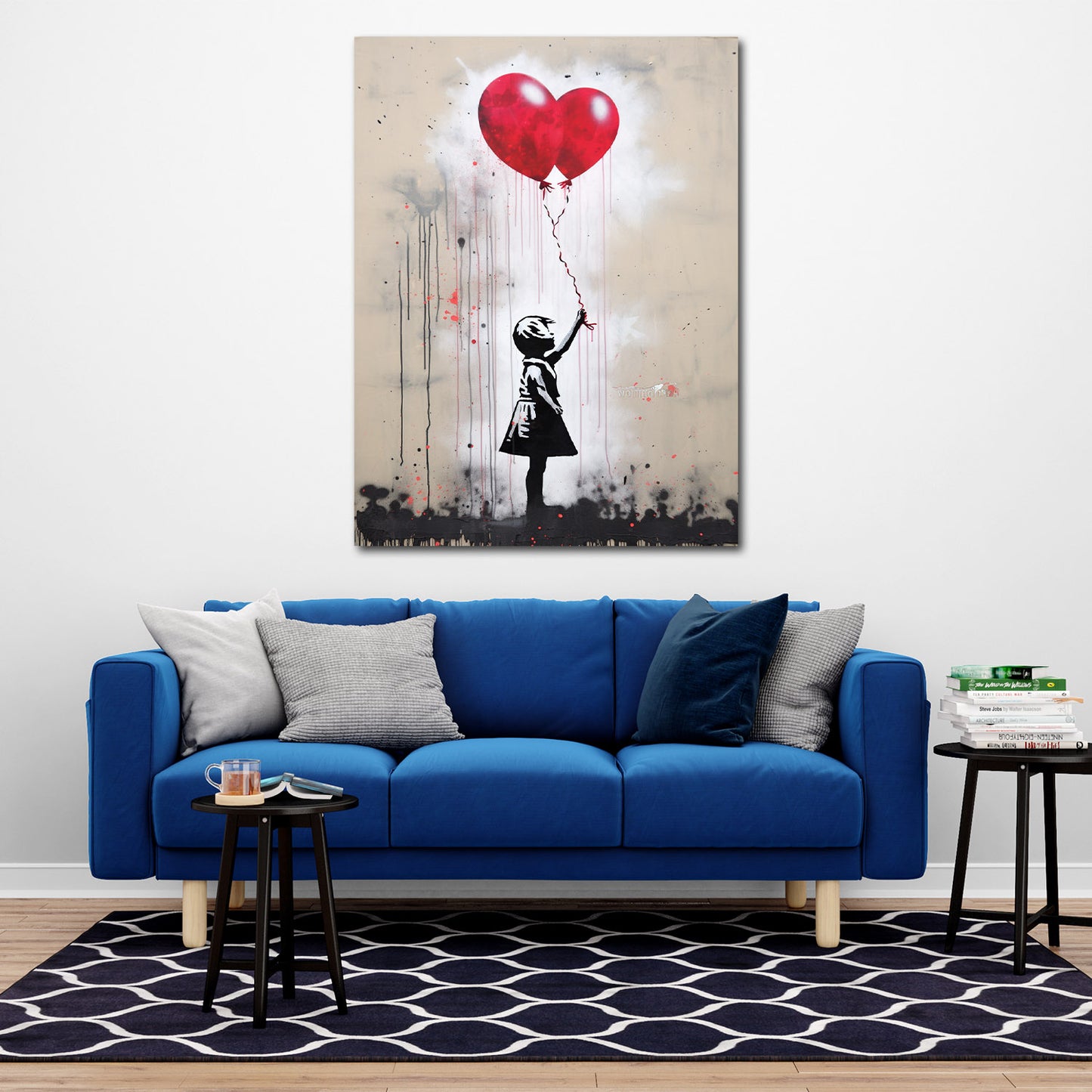 Mädchen mit rotem Ballon, Street Art Wandbild Kunstwerk