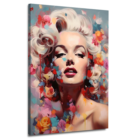 Marilyn abstrakt mit Rosen Wandbild Kunstwerk