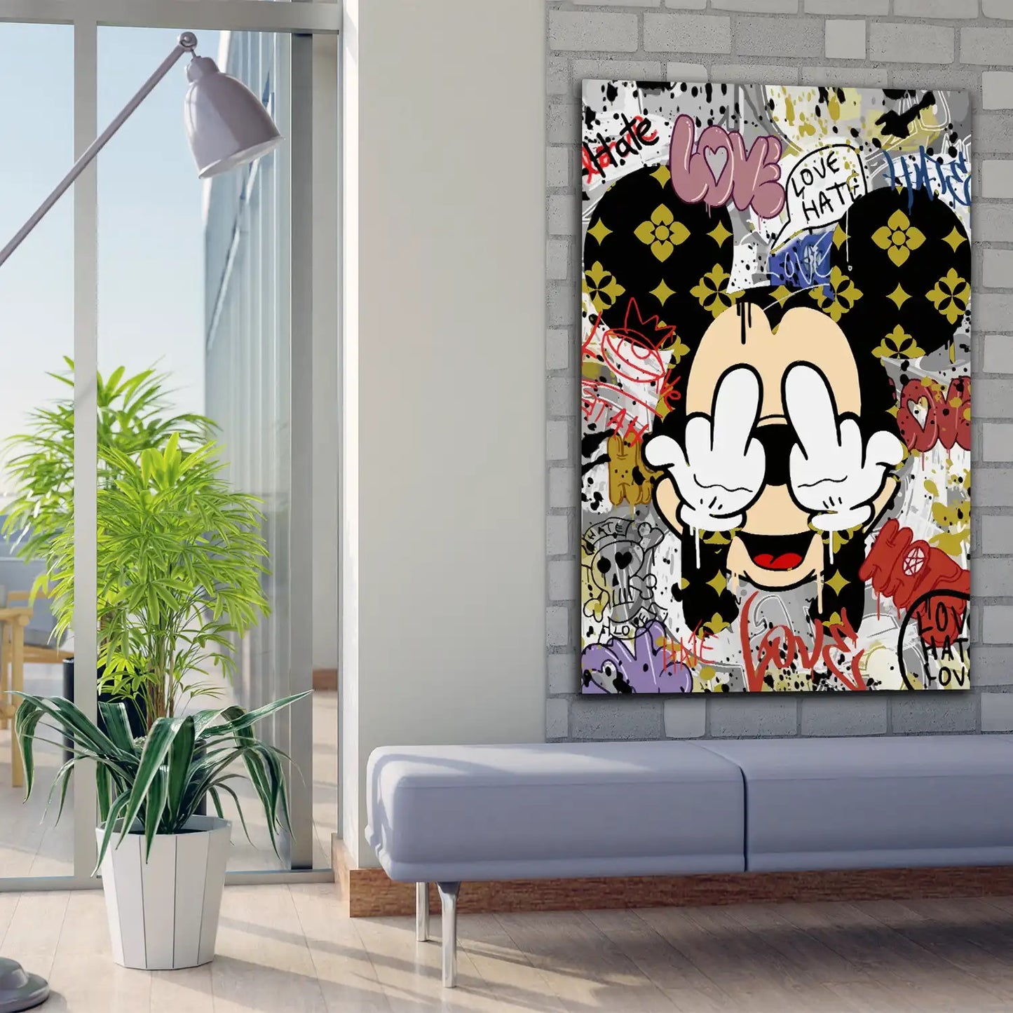 Mickey Abstract Style, Comic Wandbild Kunstwerk