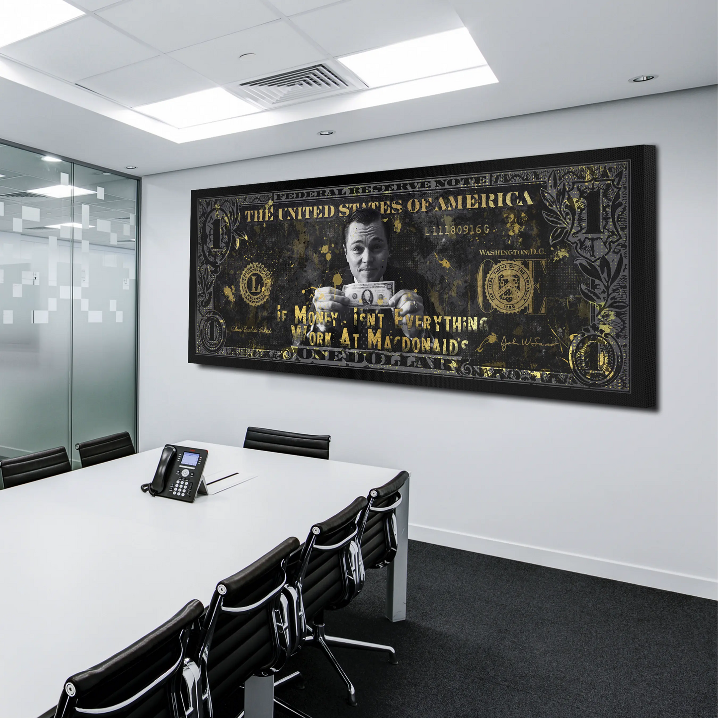 Motivation Dollar Zitat, Money Wandbild Kunstwerk