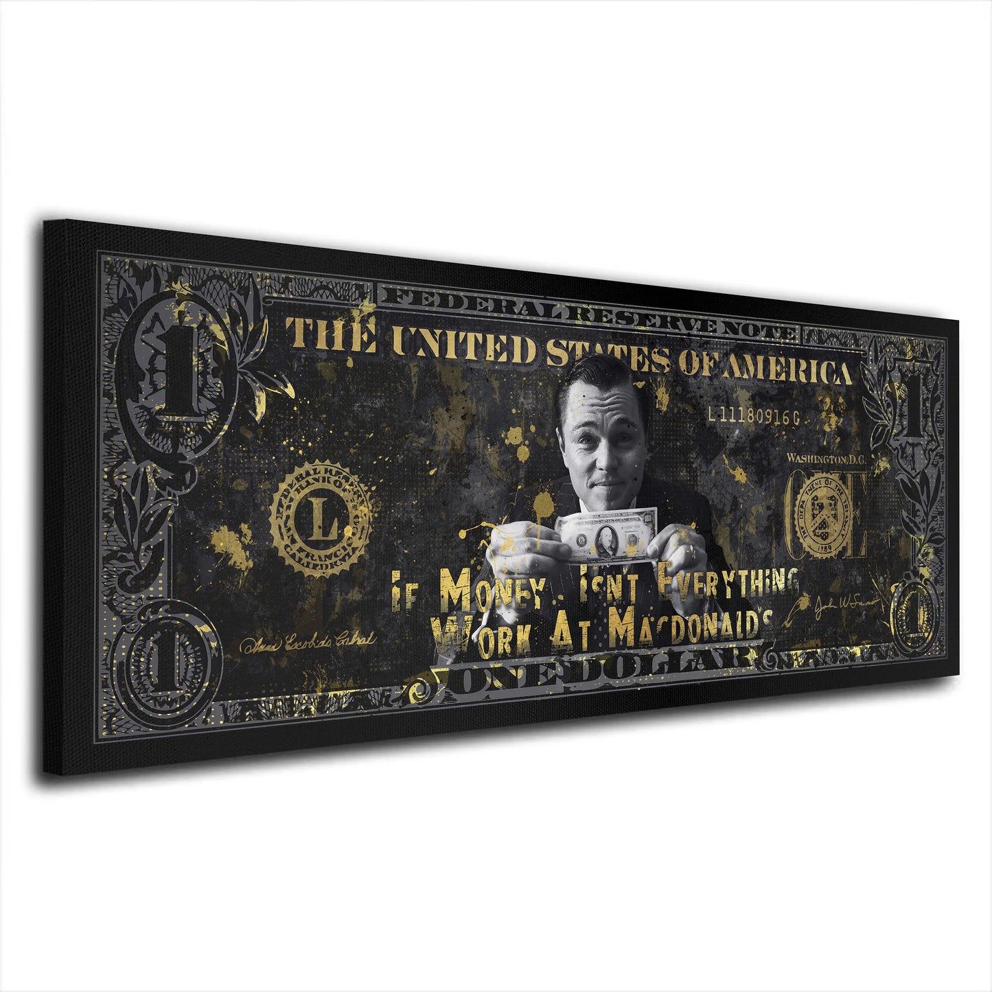 Motivation Dollar Zitat, Money Wandbild Kunstwerk