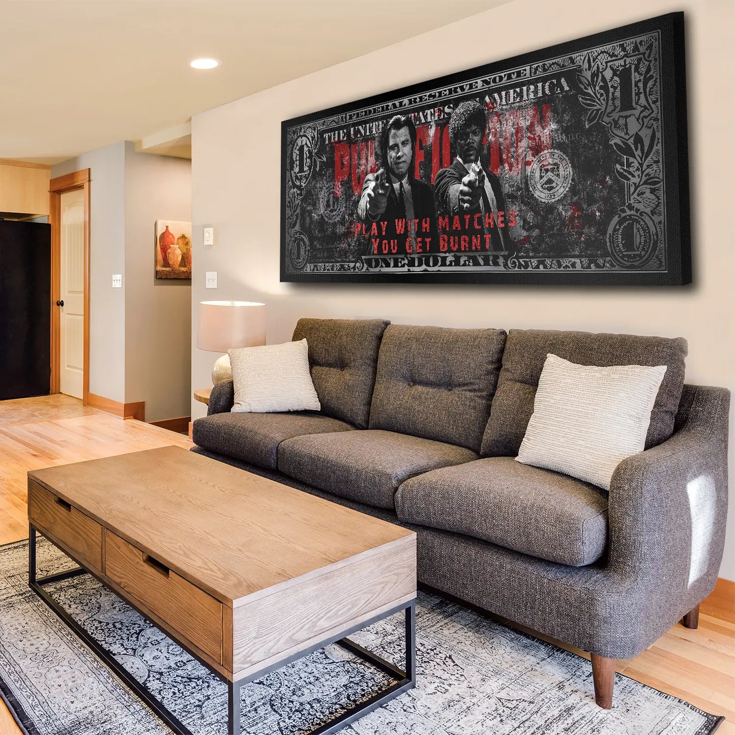 Motivation Dollar Zitat, Pulp Fiction Wandbild Kunstwerk