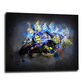 Motorrad Rennfahrer Valentino Black Style Wandbild Kunstwerk