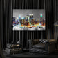 Wandbild Kunstwerk New York leuchtende Skyline, USA
