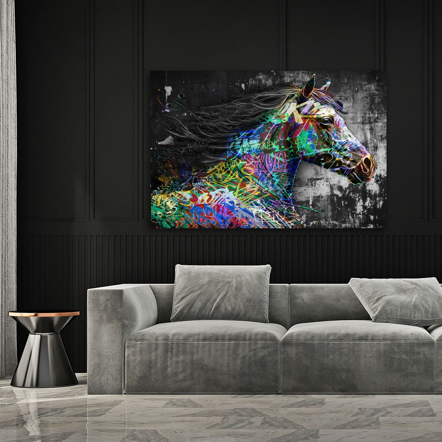 Pferd Graffiti Style Wandbild Kunstwerk