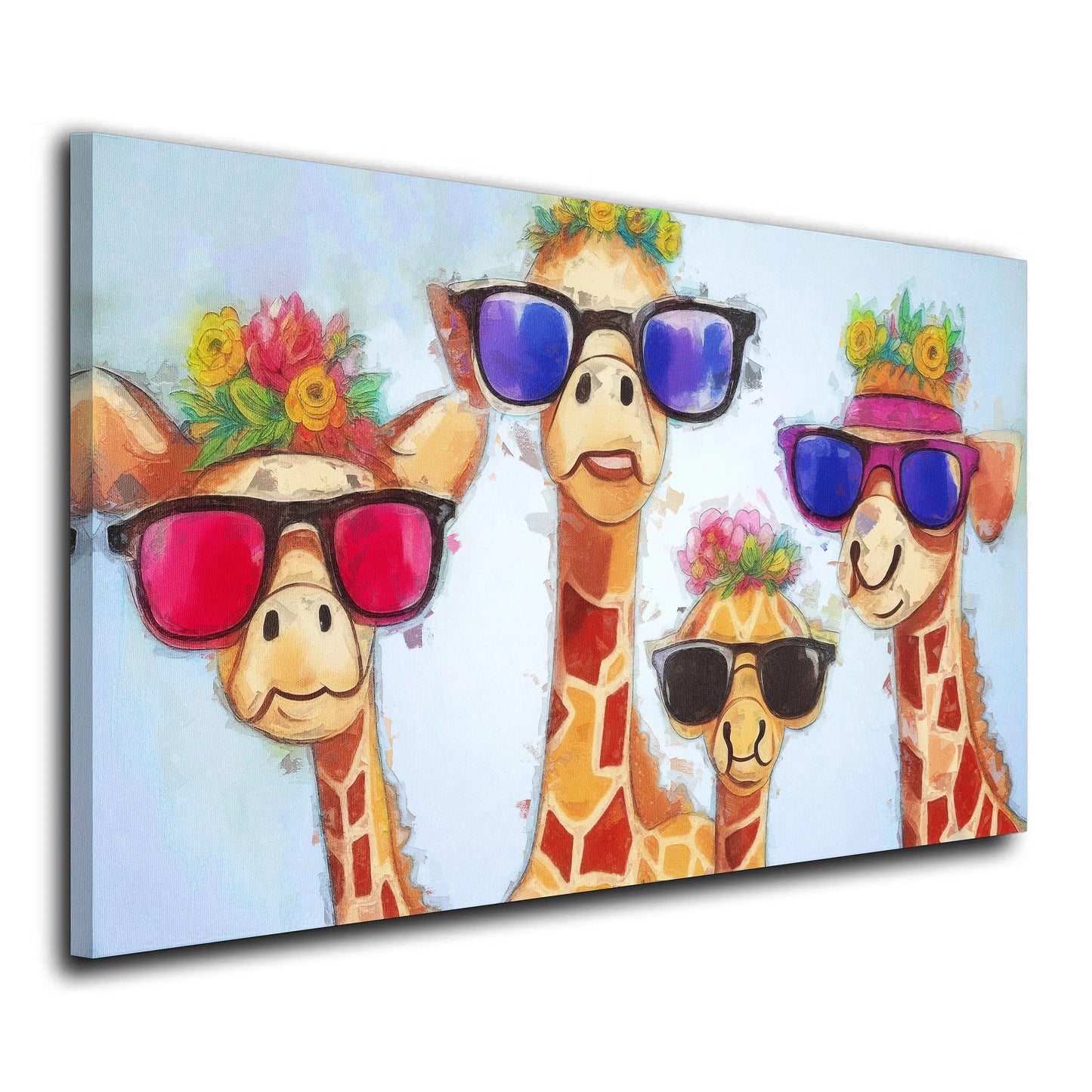 Pop Art 4 Giraffen Colour Style Wandbild Kunstwerk