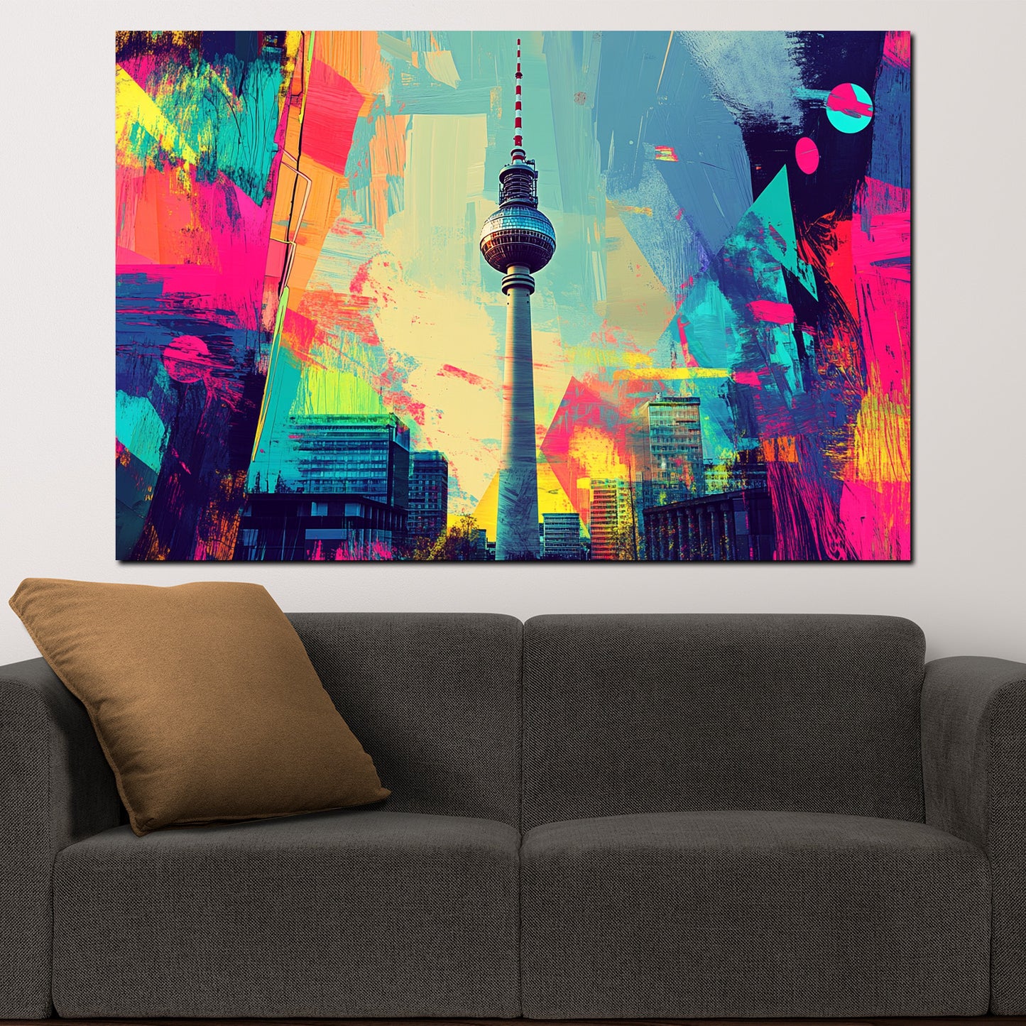 Wandbild Kunstwerk Pop Art Berlin Skyline Fernsehturm Farbe
