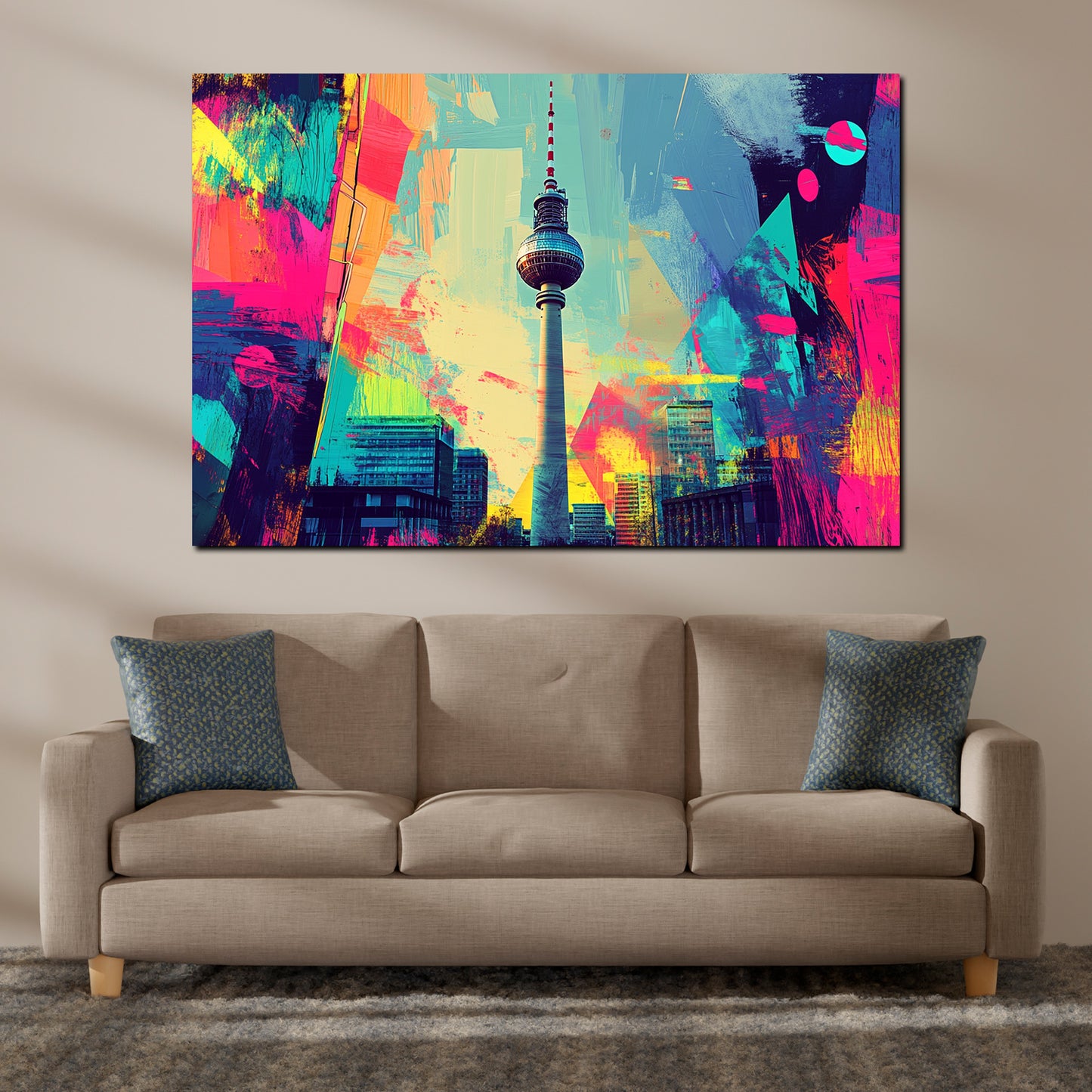 Wandbild Kunstwerk Pop Art Berlin Skyline Fernsehturm Farbe