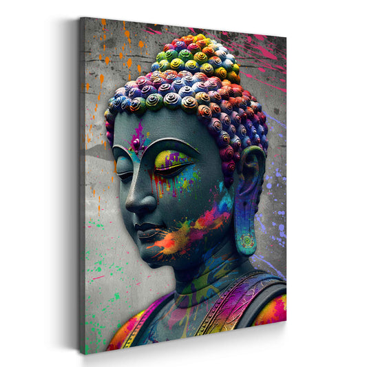 Wandbild Kunstwerk Pop Art Buddha stille Kraft Lebensfreude farbenfroh