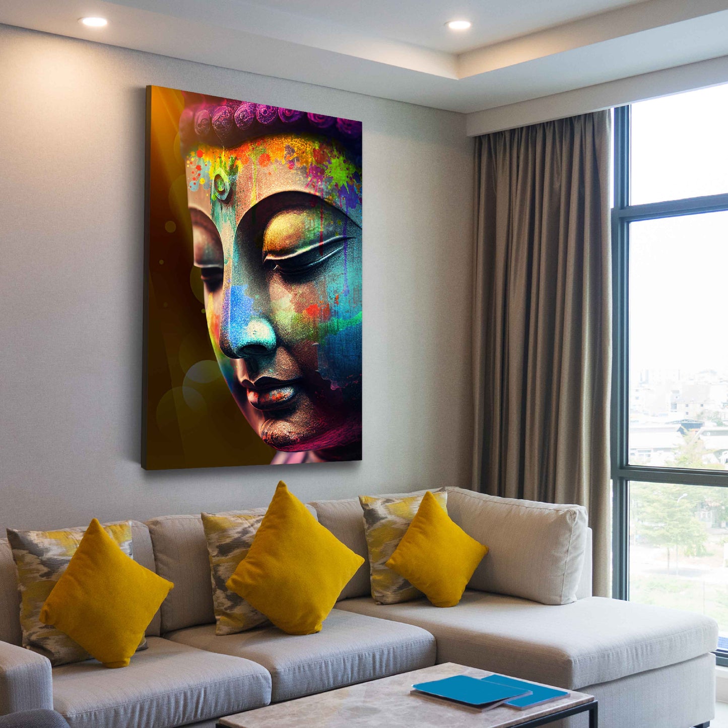Wandbild Kunstwerk Pop Art Buddhagesicht Harmonie