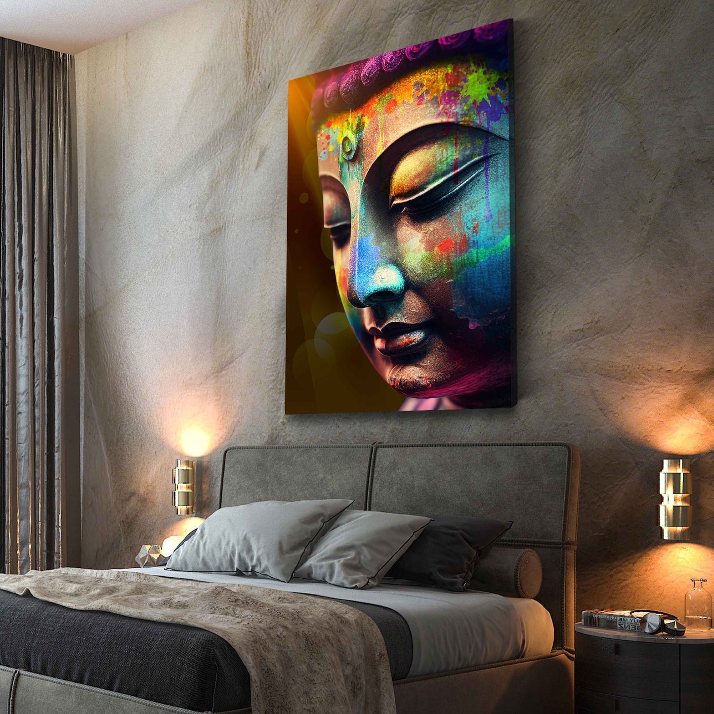 Wandbild Kunstwerk Pop Art Buddhagesicht Harmonie