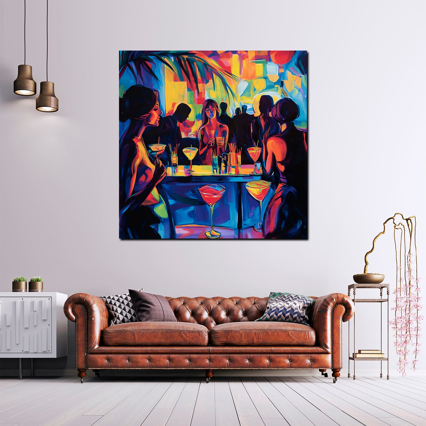 Wandbild Kunstwerk Pop Art Cocktailbar Frauenabend Drinks lebendig bunt