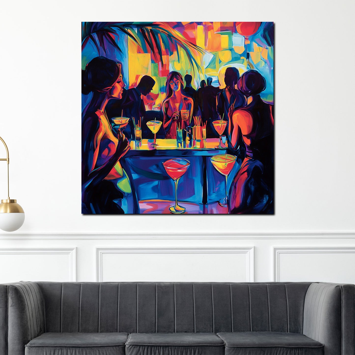 Wandbild Kunstwerk Pop Art Cocktailbar Frauenabend Drinks lebendig bunt