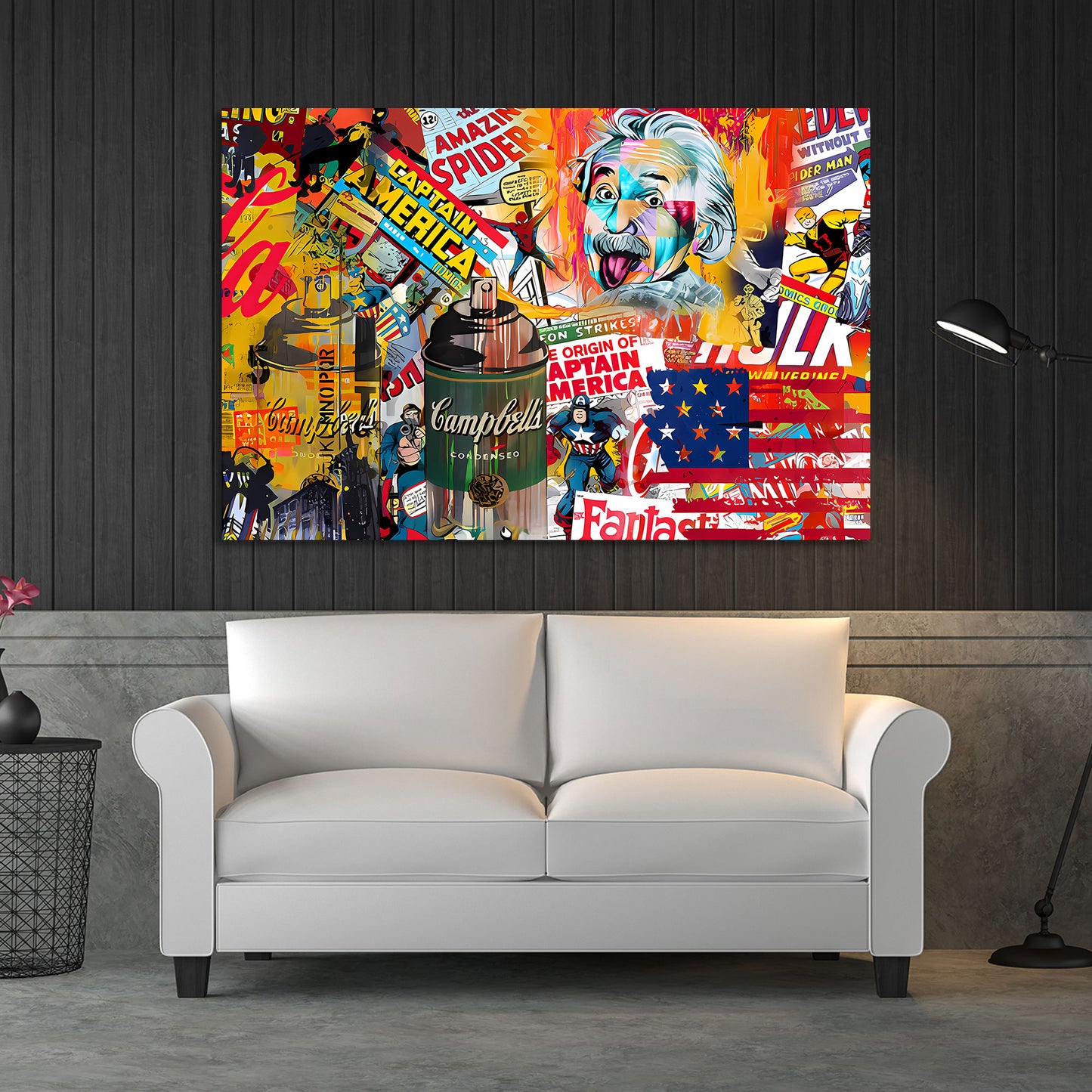 Wandbild Kunstwerk Pop Art Comic USA Graffiti und Helden