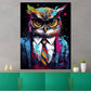 Wandbild Kunstwerk Pop Art Eule im Anzug Dark Mode