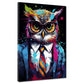 Wandbild Kunstwerk Pop Art Eule im Anzug Dark Mode