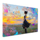 Wandbild Kunstwerk Pop Art Frau Sonnenuntergang Szene bunt