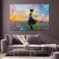 Wandbild Kunstwerk Pop Art Frau Sonnenuntergang Szene bunt