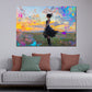 Wandbild Kunstwerk Pop Art Frau Sonnenuntergang Szene bunt