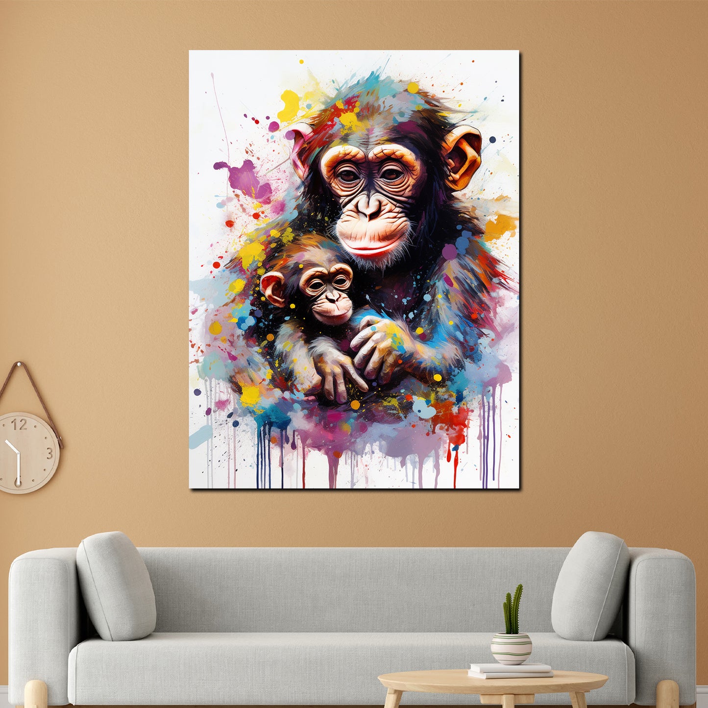 Wandbild Kunstwerk Pop Art Affe Schimpanse