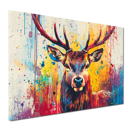 Wandbild Kunstwerk Pop Art Hirsch farbenfroh modern