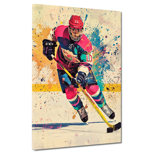 Wandbild Kunstwerk Pop Art Hockey Action farbenfroh modern