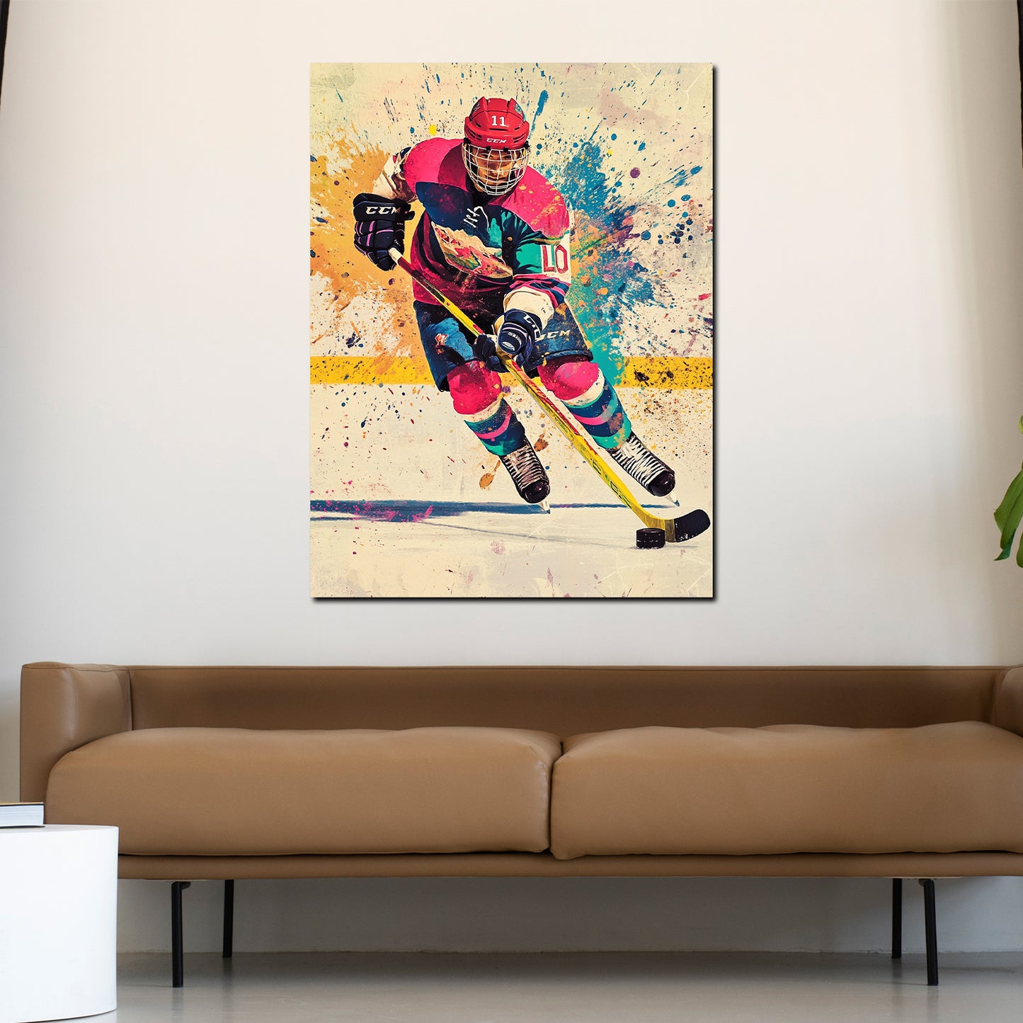 Pop Art Hockey Action farbenfroh modern Wandbild Kunstwerk