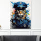 Wandbild Kunstwerk Pop Art Katze in Polizeiuniform