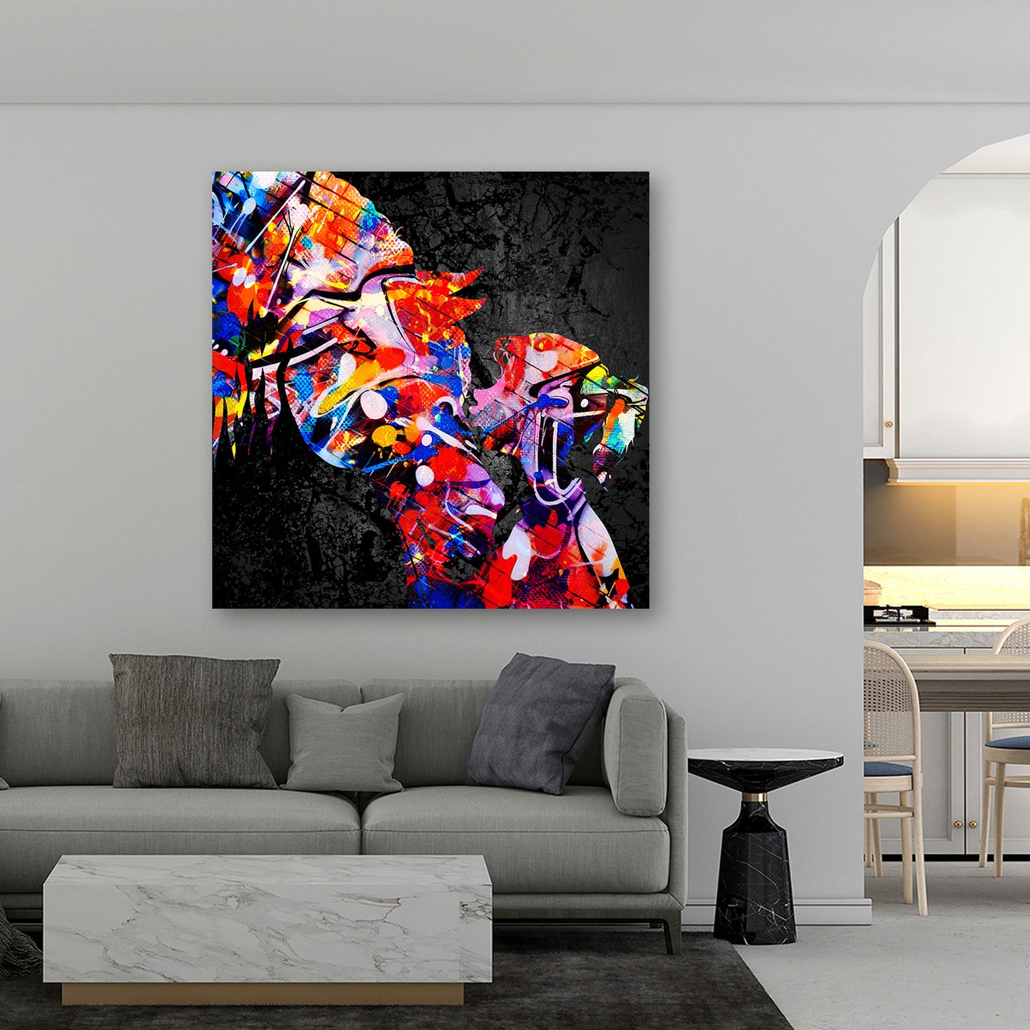 Pop Art Mädchen mit ihrem Pferd Wandbild Kunstwerk