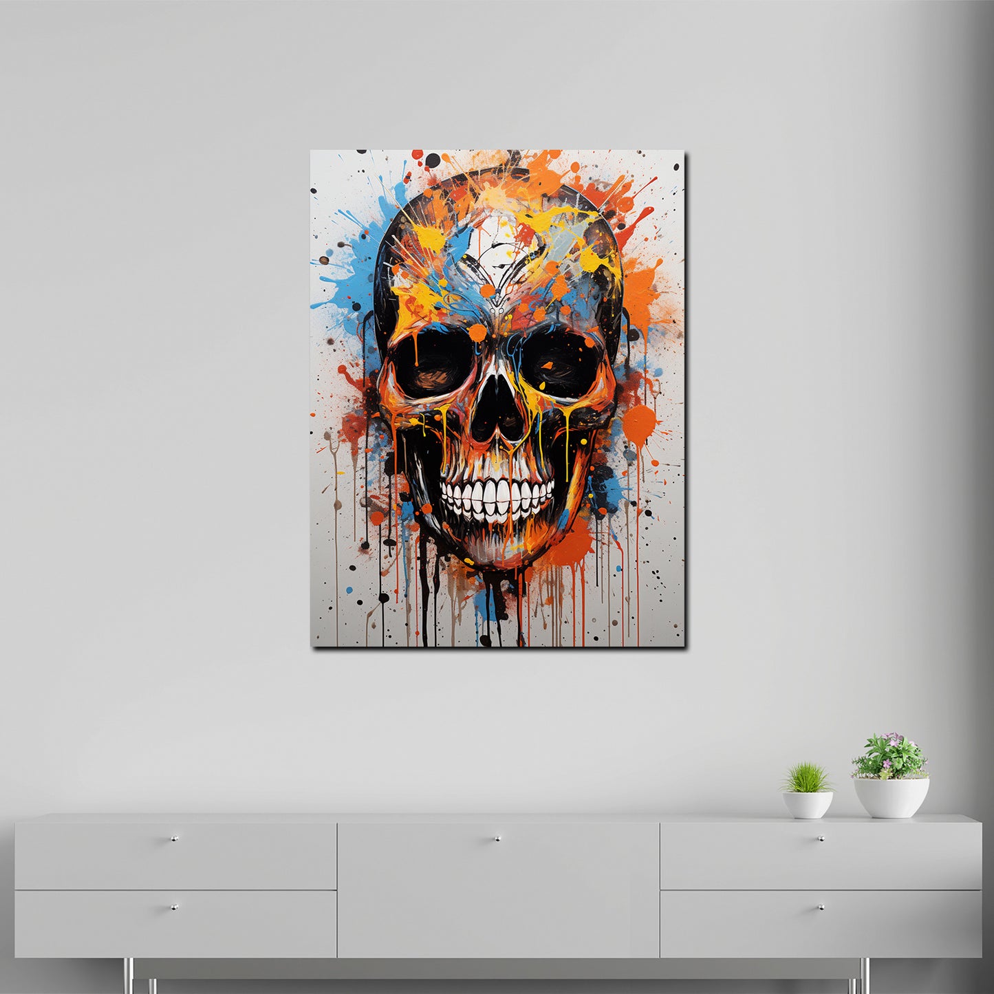 Pop Art Totenkopf Colour Splash Wandbild Kunstwerk