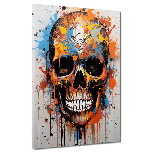 Wandbild Kunstwerk Pop Art Totenkopf Colour Splash