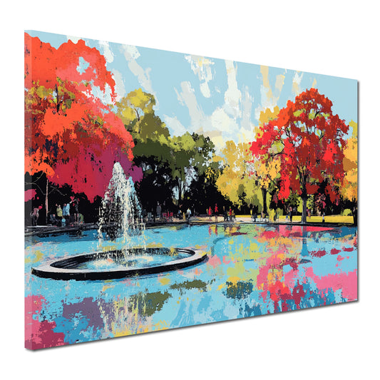 Wandbild Kunstwerk Abstract Art Wasser Brunnen Natur Menschen Farbenspiel Landschaft