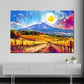 Wandbild Kunstwerk Pop Art Weinlandschaft Herbstfarben Panorama Himmel Sonne