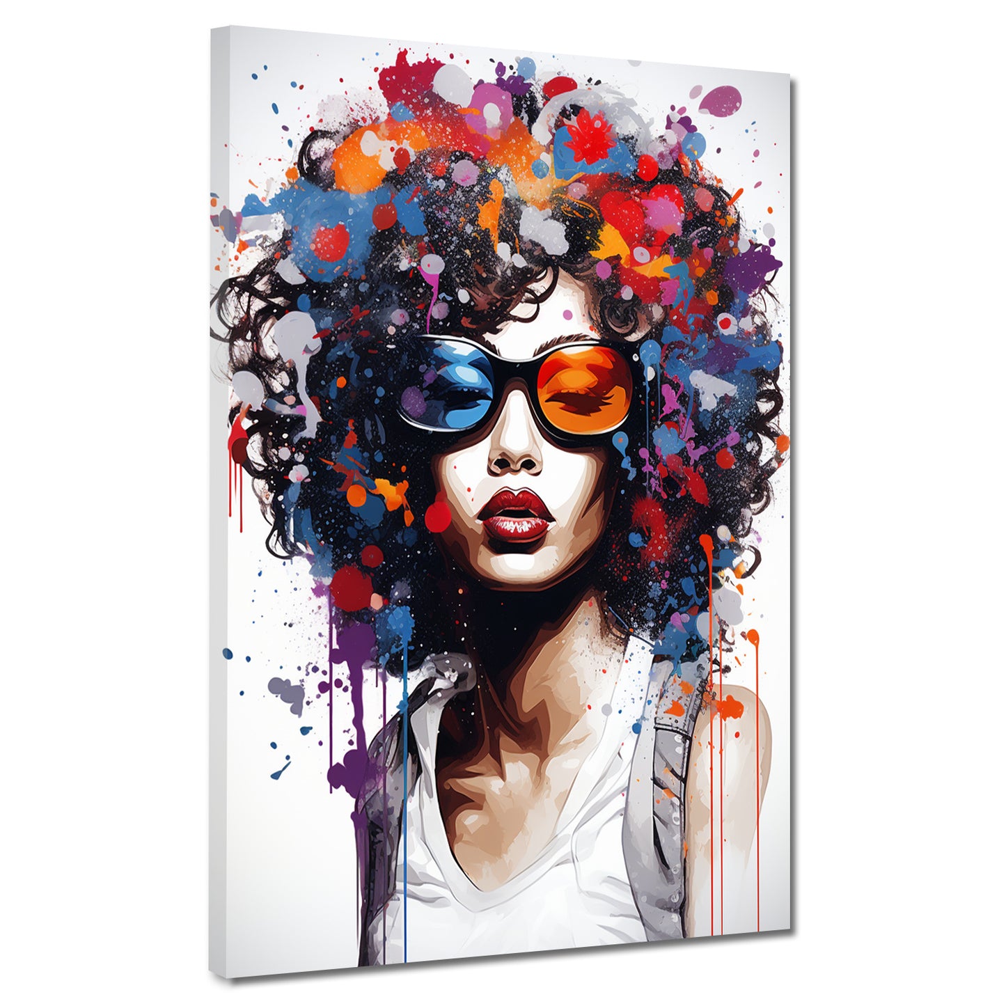 Pop Art wunderschöne Frau mit Sonnenbrille Wandbild Kunstwerk