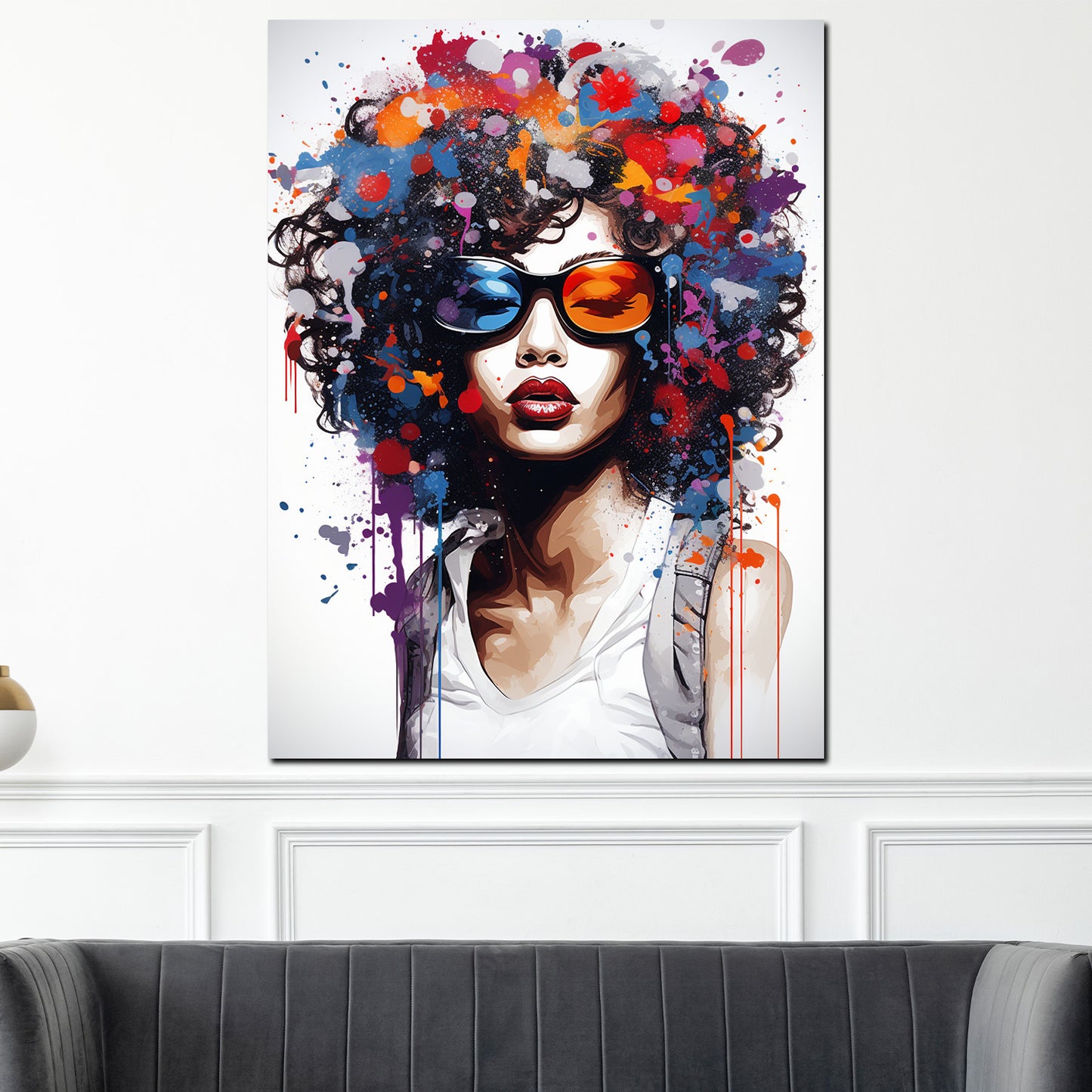 Pop Art wunderschöne Frau mit Sonnenbrille Wandbild Kunstwerk