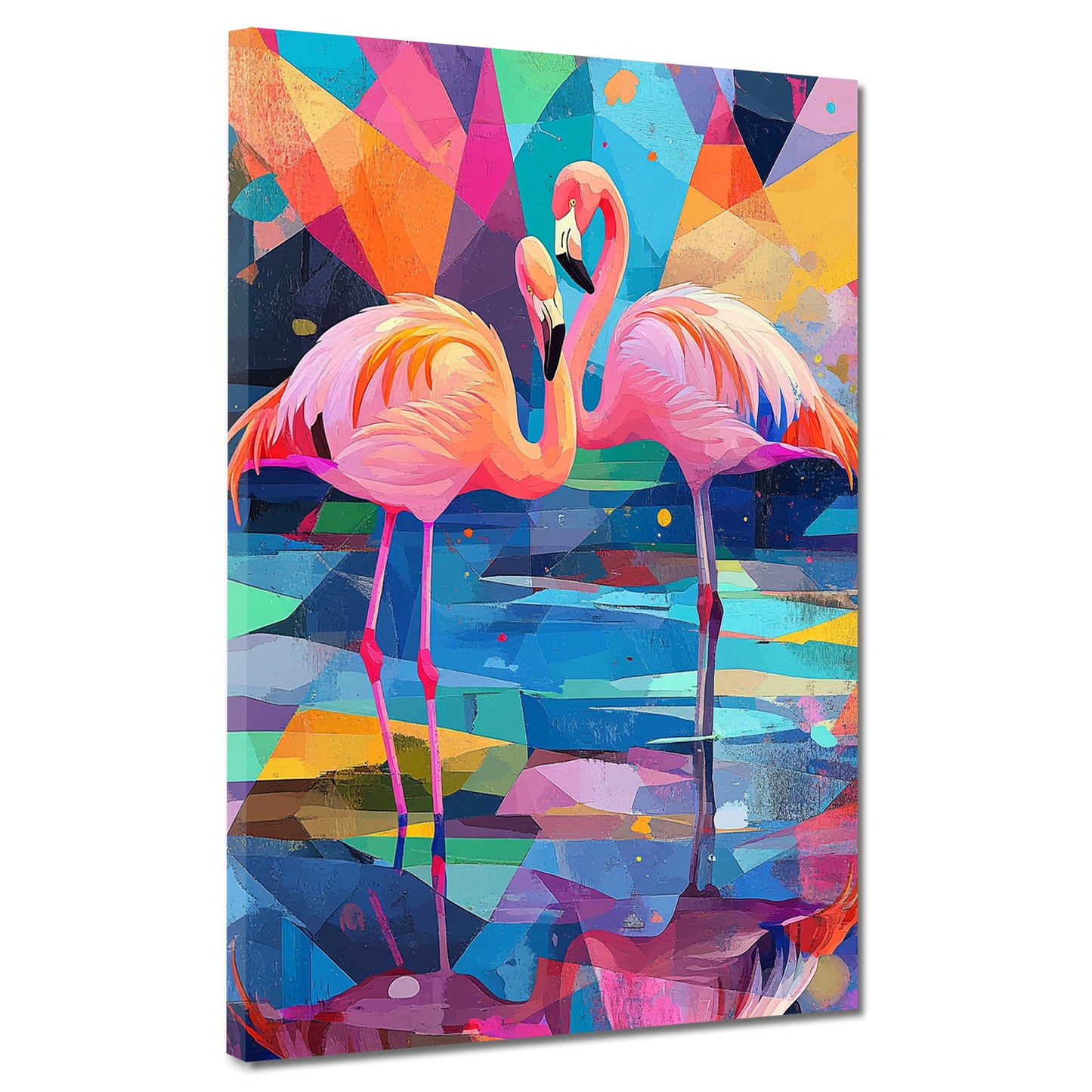 Pop Art zwei Flamingos lebendig und farbenprächtig Wandbild Kunstwerk