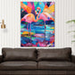 Pop Art zwei Flamingos lebendig und farbenprächtig Wandbild Kunstwerk